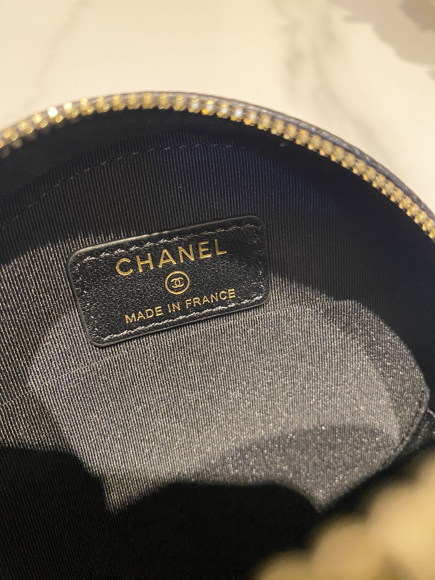 CC MINI 12 ROUND CHAIN BAG IN BLACK CALFSKIN GOLD HARDWARE