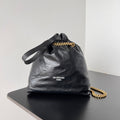 CRUSH SMALL TOTE BAG 26 IN BLACK CRUSHED CALFSKIN GOLD HARDWARE