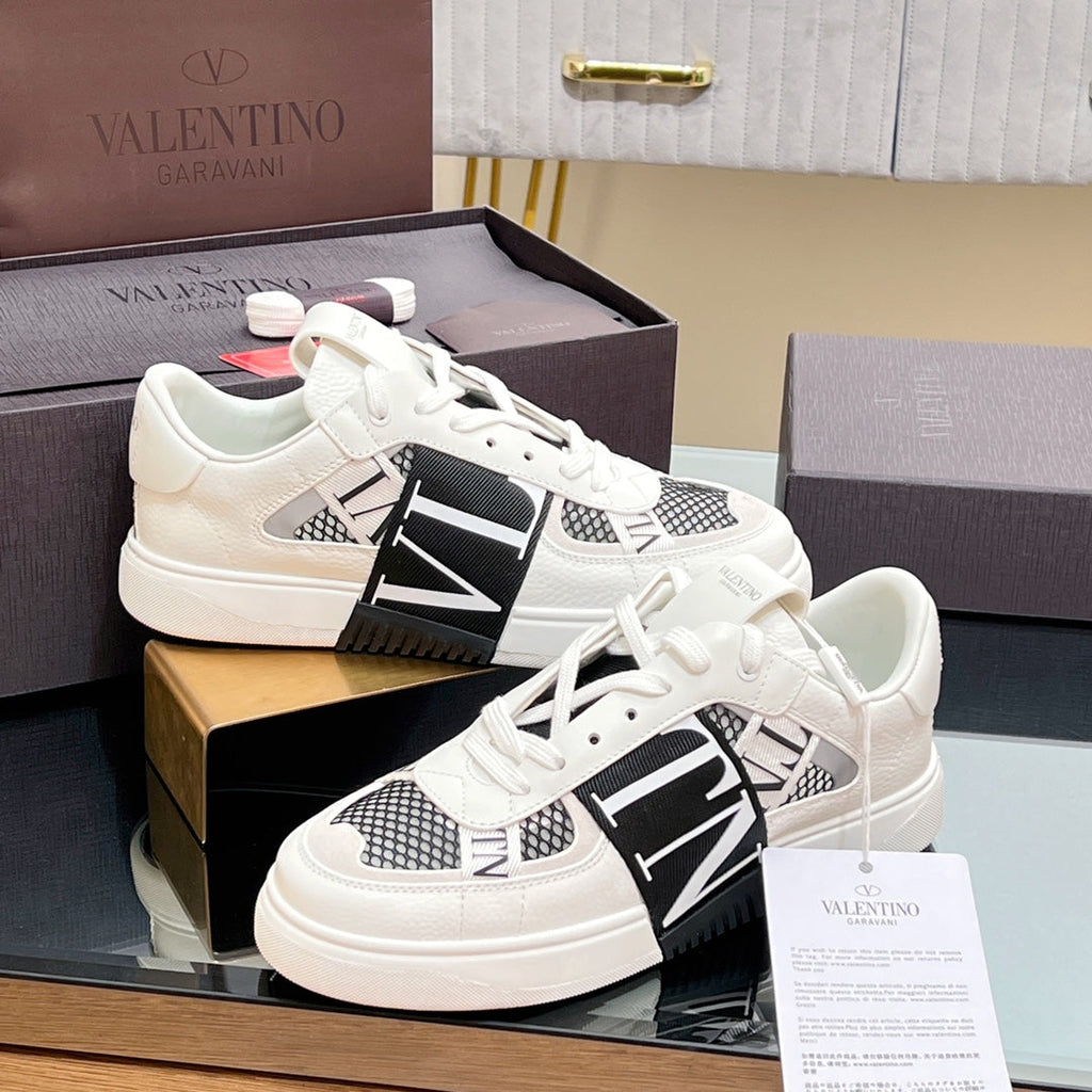 VALENTINO 25S GARAVANI VL7N SNEAKERS IN WHITE MIX BLACK LAMBSKIN