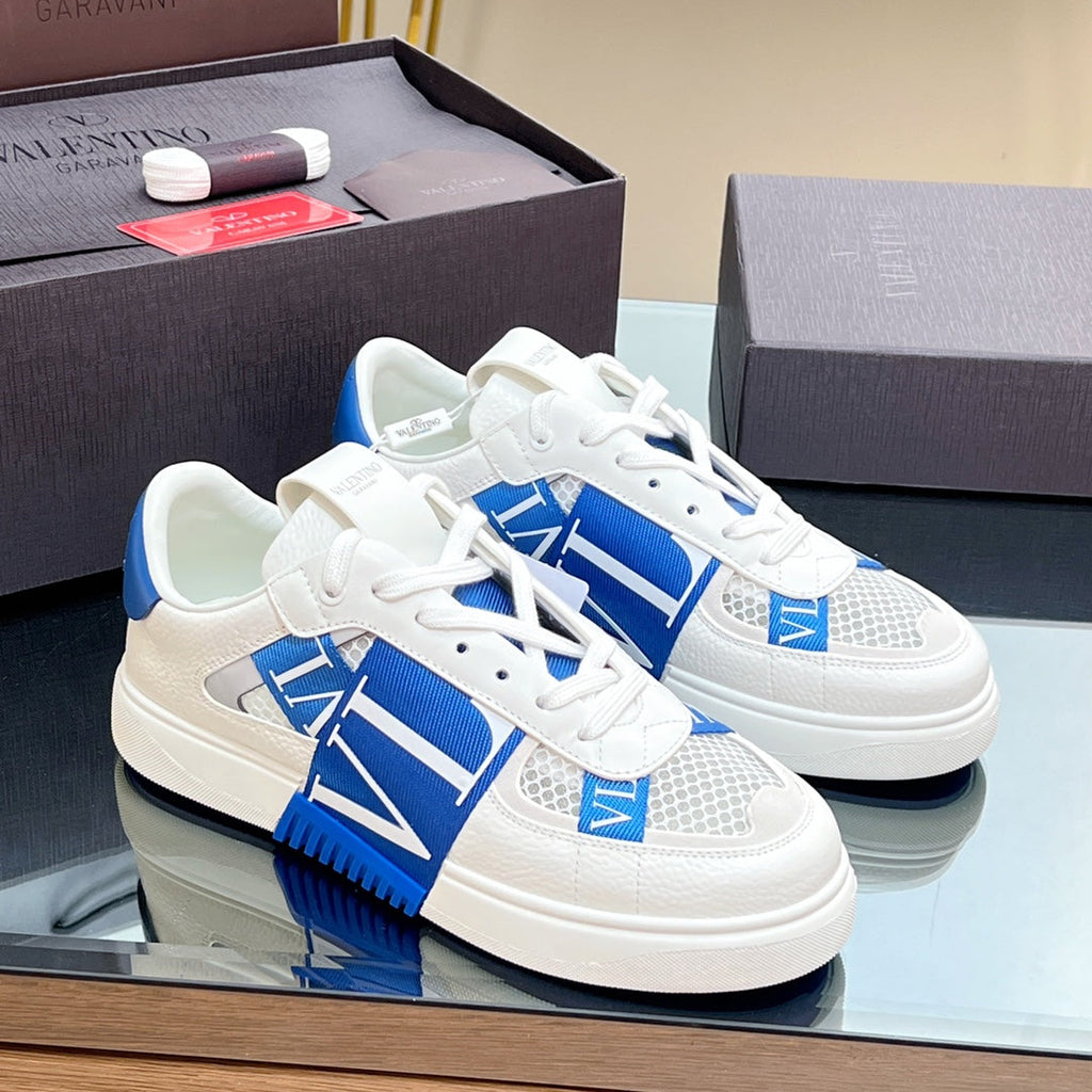VALENTINO 25S GARAVANI VL7N SNEAKERS IN WHITE MIX BLUE LAMBSKIN