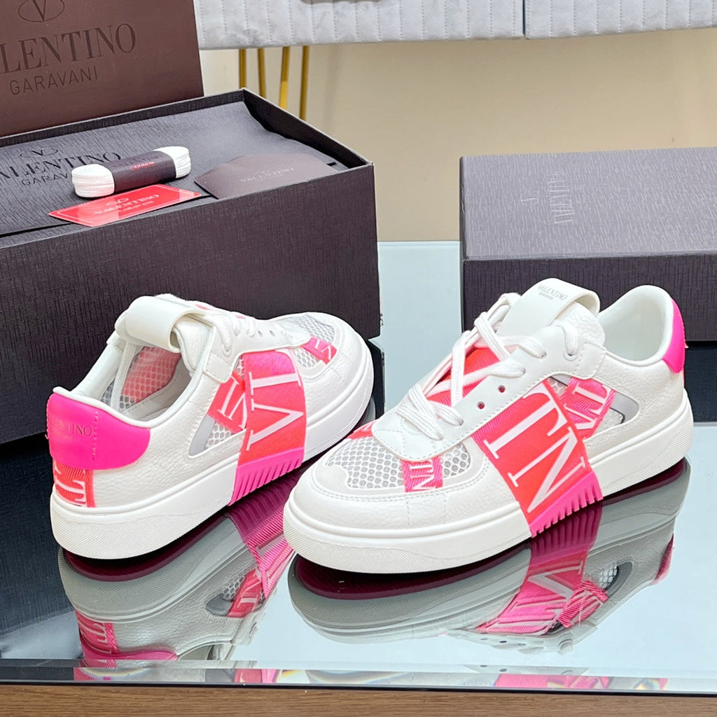 VALENTINO 25S GARAVANI VL7N SNEAKERS IN WHITE MIX PINK LAMBSKIN