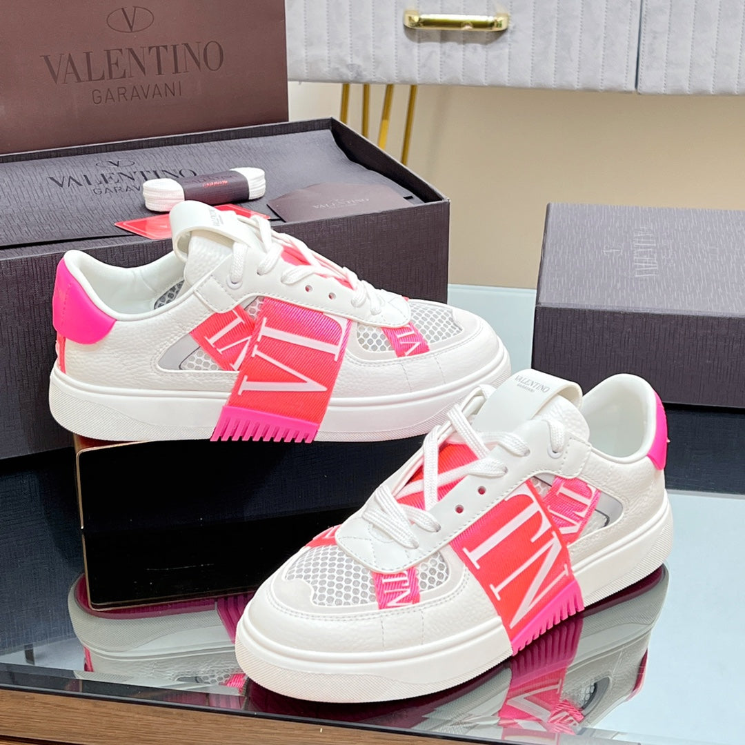 VALENTINO 25S GARAVANI VL7N SNEAKERS IN WHITE MIX PINK LAMBSKIN