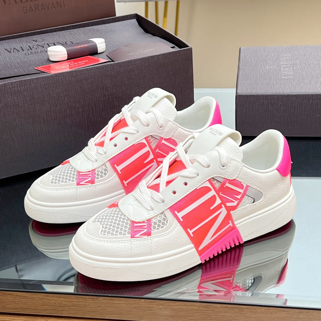 VALENTINO 25S GARAVANI VL7N SNEAKERS IN WHITE MIX PINK LAMBSKIN