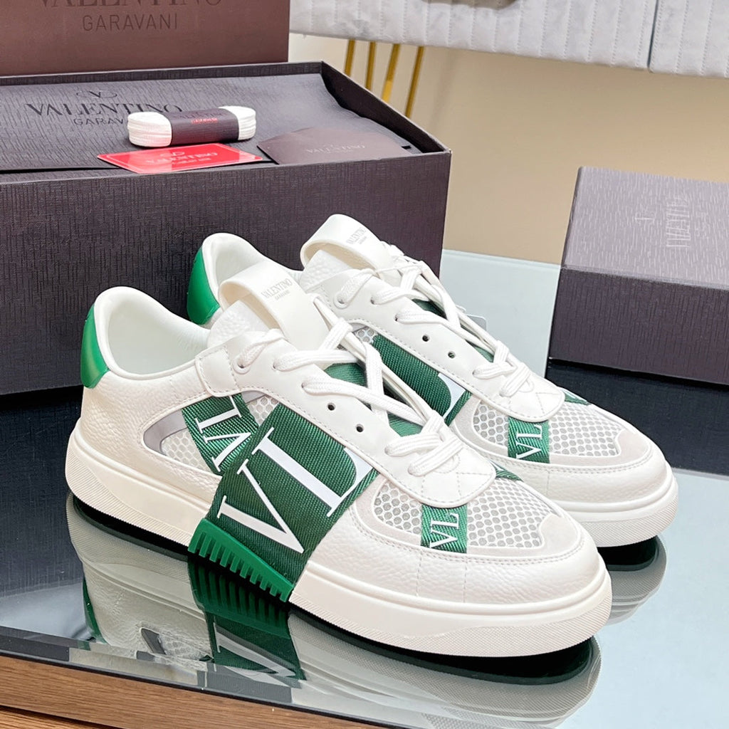 VALENTINO 25S GARAVANI VL7N SNEAKERS IN WHITE MIX GREEN LAMBSKIN