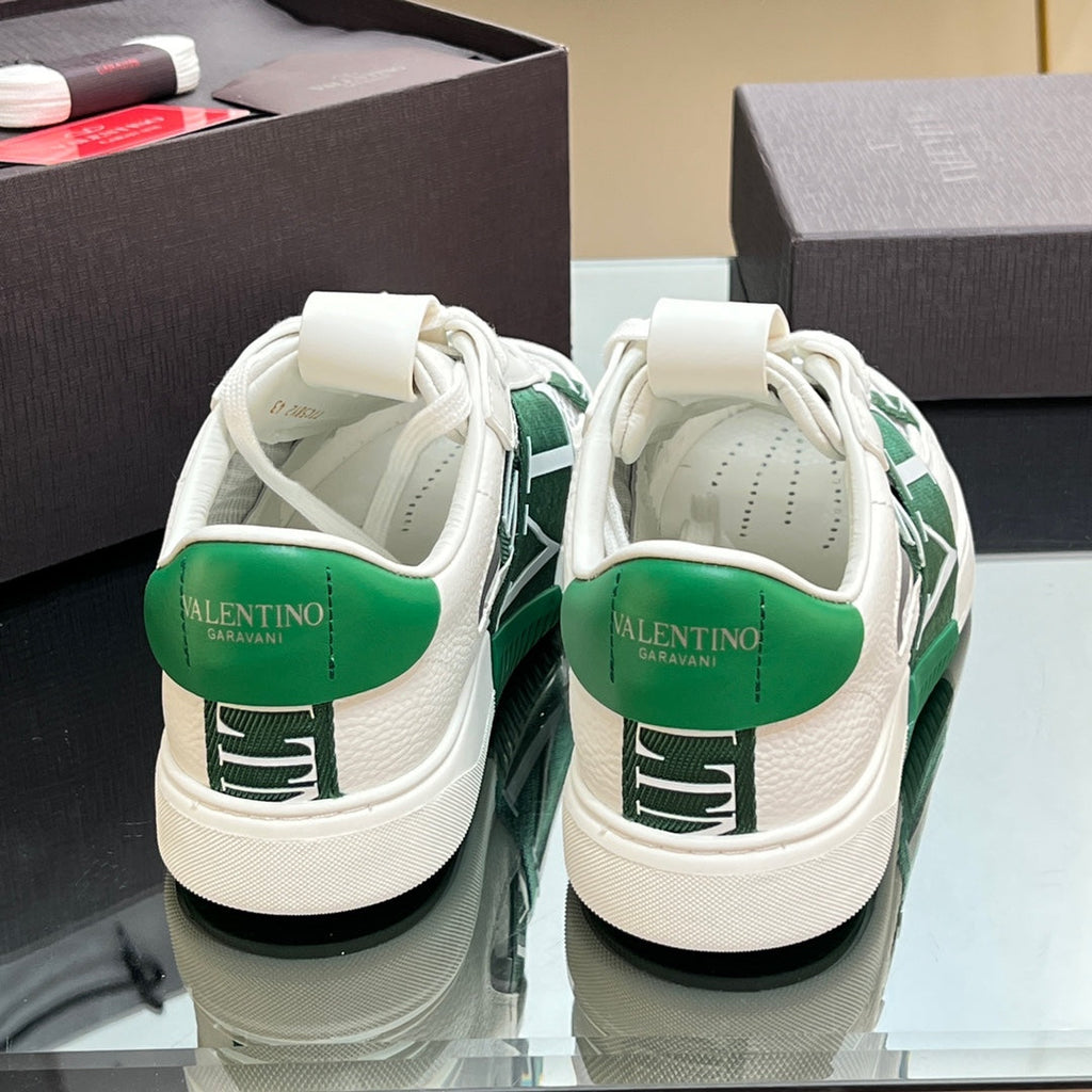 VALENTINO 25S GARAVANI VL7N SNEAKERS IN WHITE MIX GREEN LAMBSKIN