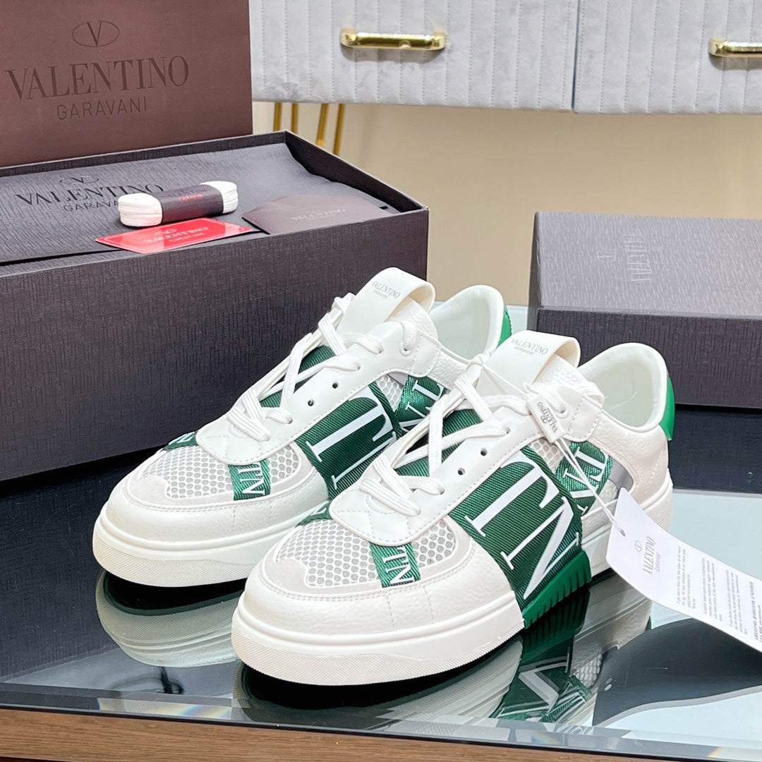 VALENTINO 25S GARAVANI VL7N SNEAKERS IN WHITE MIX GREEN LAMBSKIN