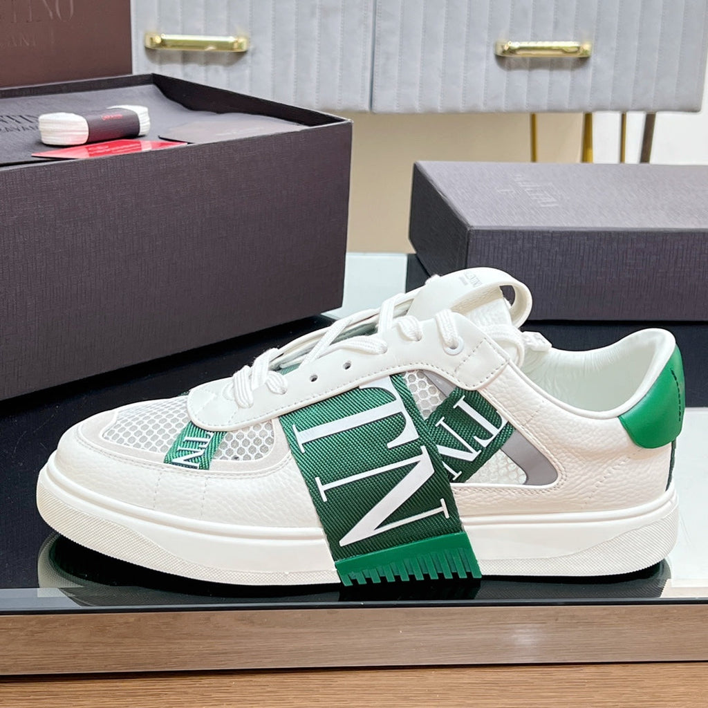 VALENTINO 25S GARAVANI VL7N SNEAKERS IN WHITE MIX GREEN LAMBSKIN