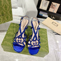 GG CRYSTAL HIGH HEEL SANDAL AZURE CALFSKIN SPECIAL