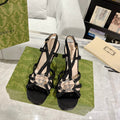 GG CRYSTAL HIGH HEEL SANDAL BLACK CALFSKIN SPECIAL