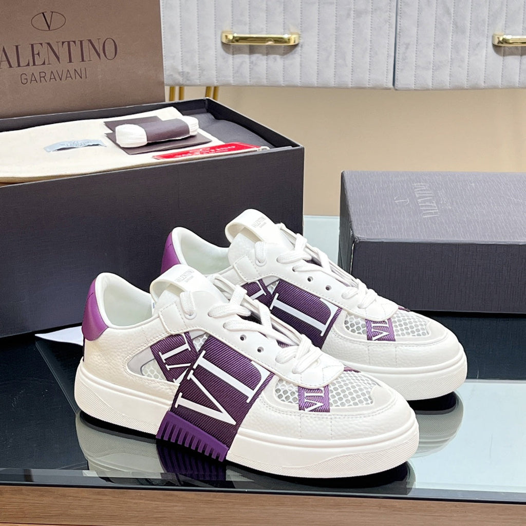 VALENTINO 25S GARAVANI VL7N SNEAKERS IN WHITE MIX PURPLE LAMBSKIN