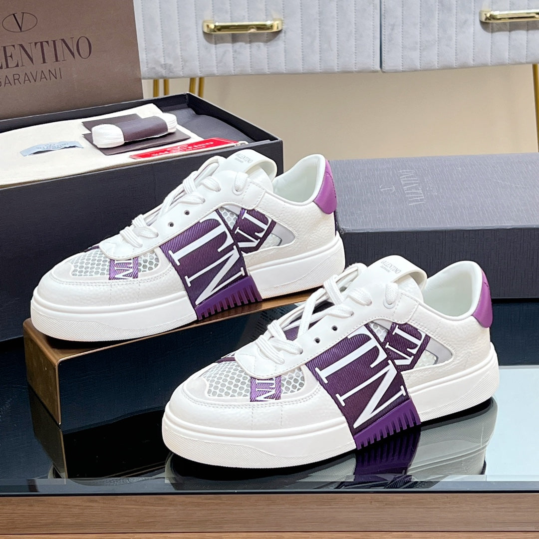VALENTINO 25S GARAVANI VL7N SNEAKERS IN WHITE MIX PURPLE LAMBSKIN
