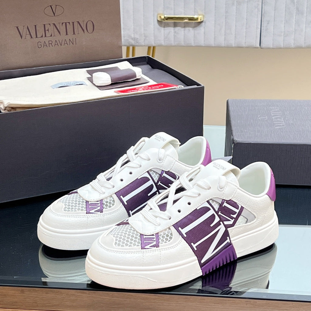VALENTINO 25S GARAVANI VL7N SNEAKERS IN WHITE MIX PURPLE LAMBSKIN