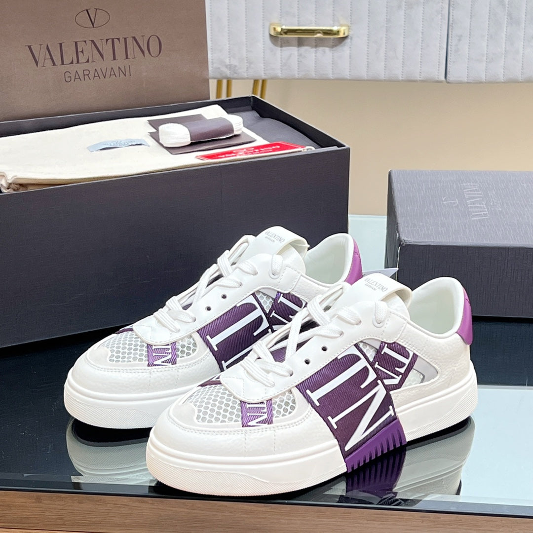 VALENTINO 25S GARAVANI VL7N SNEAKERS IN WHITE MIX PURPLE LAMBSKIN
