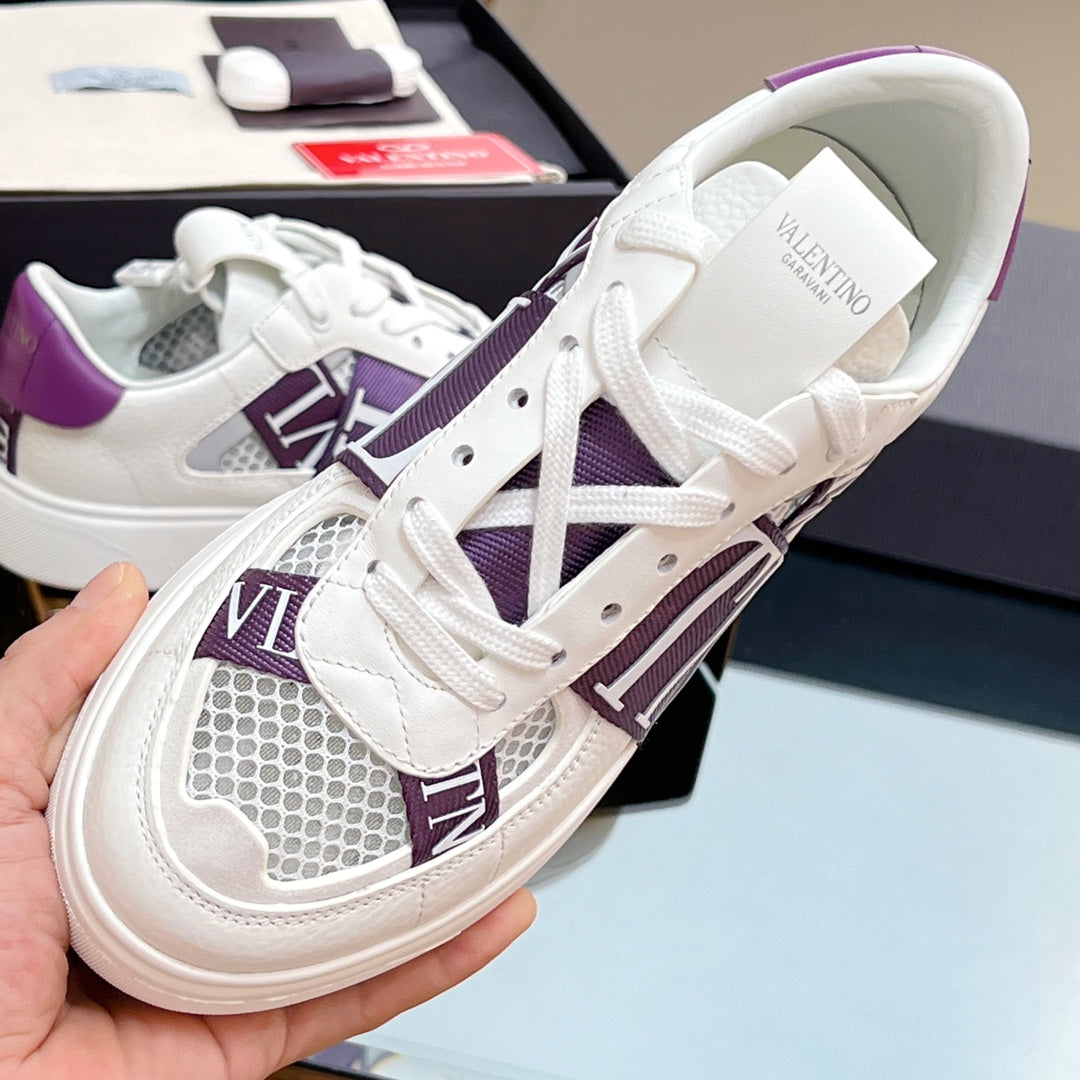 VALENTINO 25S GARAVANI VL7N SNEAKERS IN WHITE MIX PURPLE LAMBSKIN