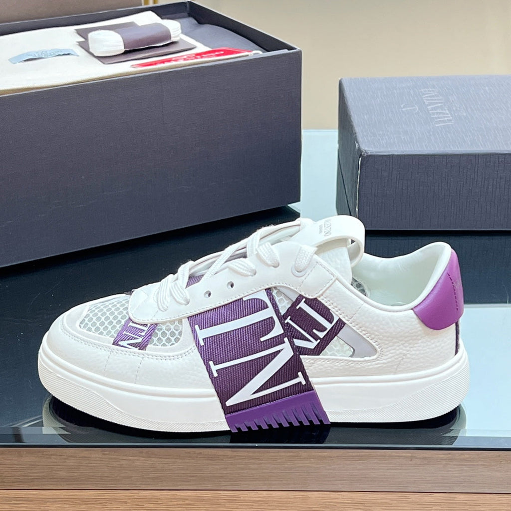 VALENTINO 25S GARAVANI VL7N SNEAKERS IN WHITE MIX PURPLE LAMBSKIN