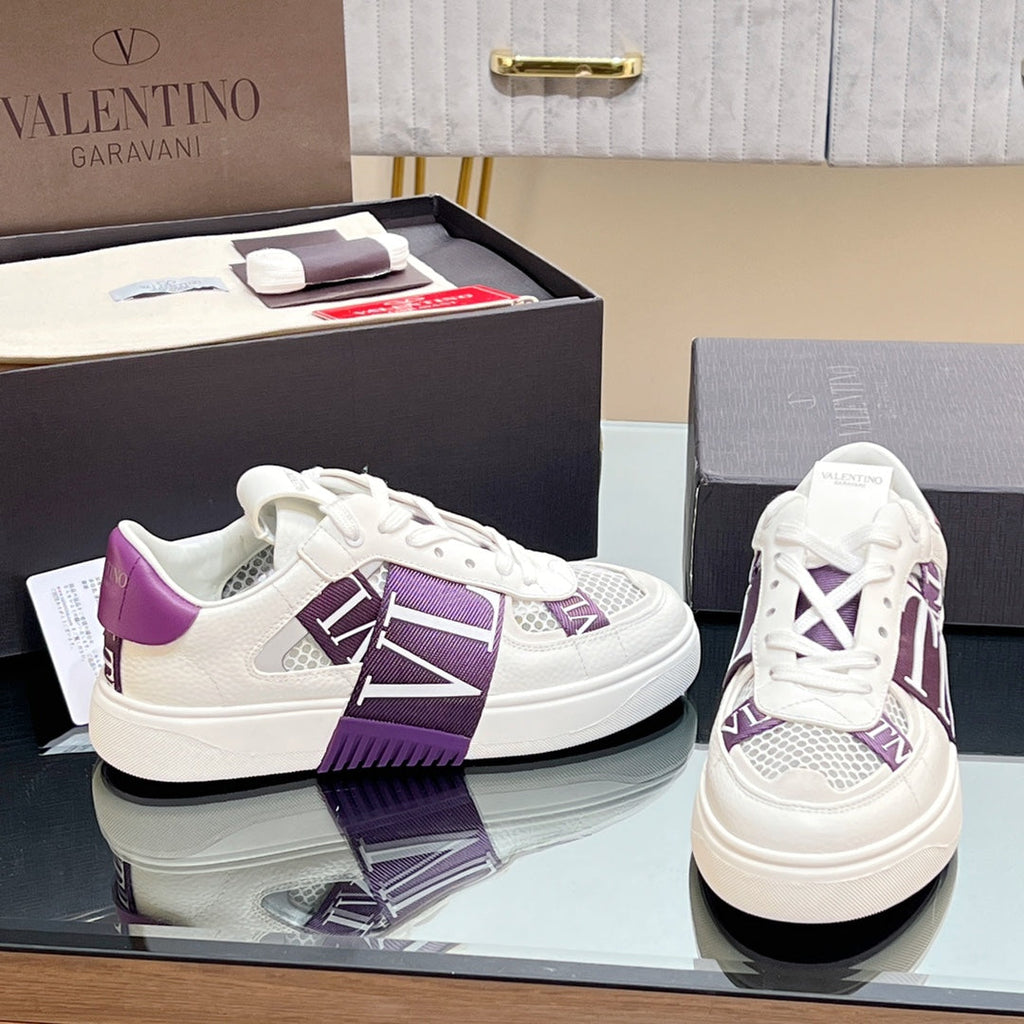 VALENTINO 25S GARAVANI VL7N SNEAKERS IN WHITE MIX PURPLE LAMBSKIN