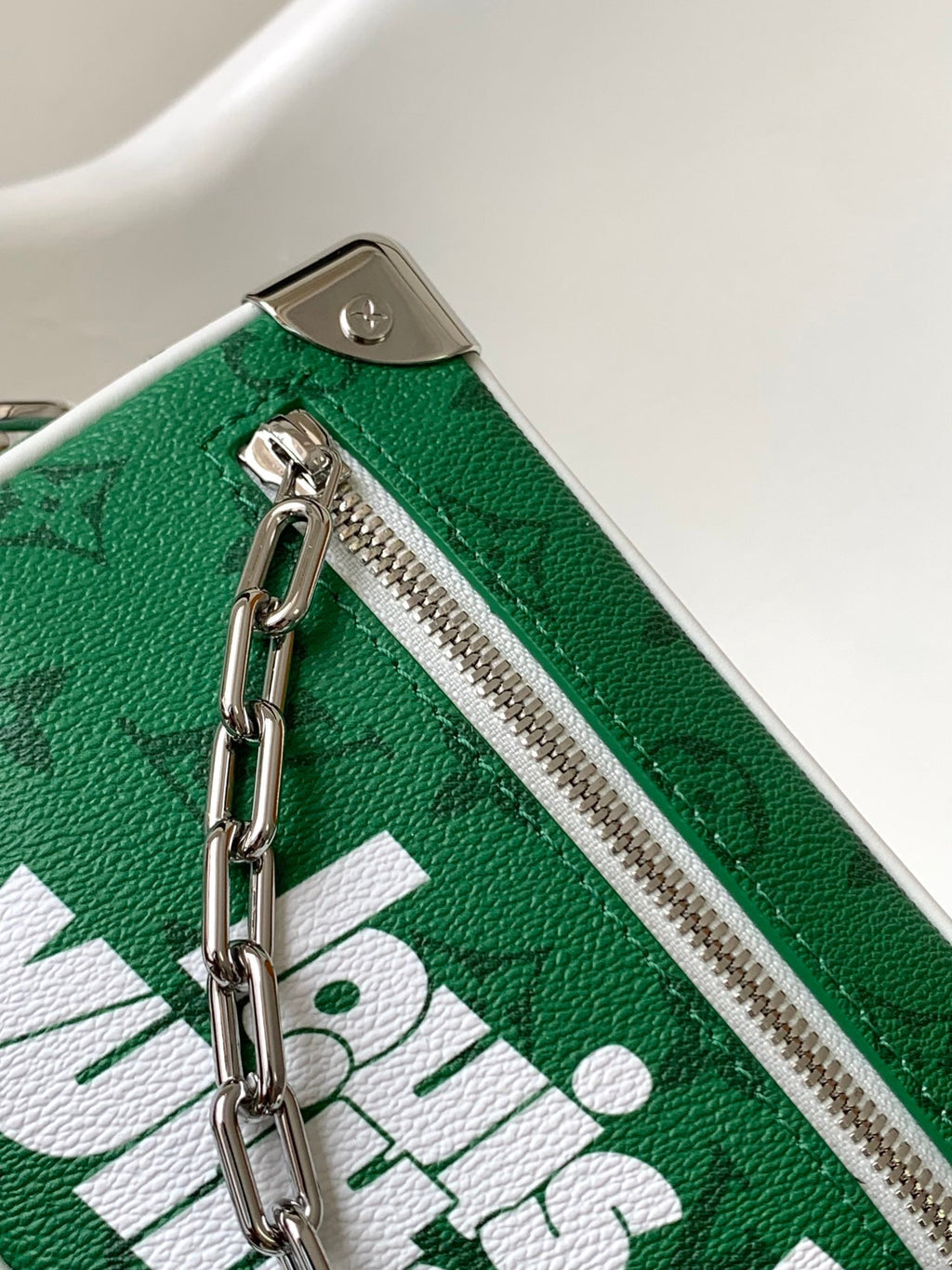 LV 25S MINI SOFT TRUNK BAG 18 IN FOREST GREEN CALFSKIN SILVER HARDWARE