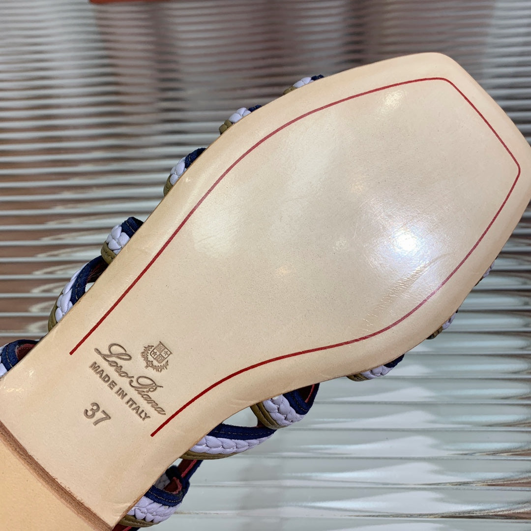 LP SPRIGHTLY CHARMS SANDAL WHITE AND OLIVE CALFSKIN