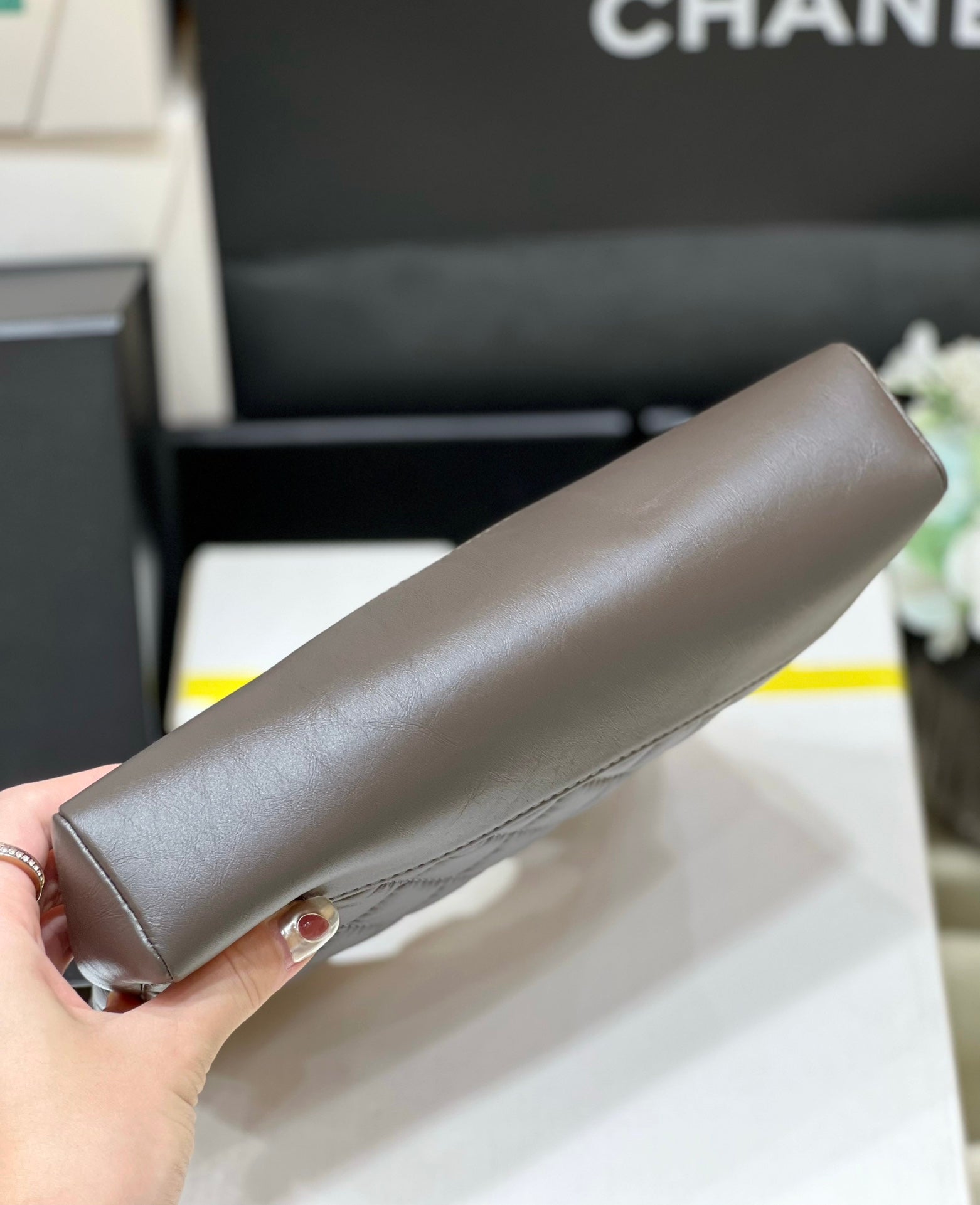 CHANEL 25S MINI SHOPPING BAG 23 IN DARK TAUPE CALFSKIN