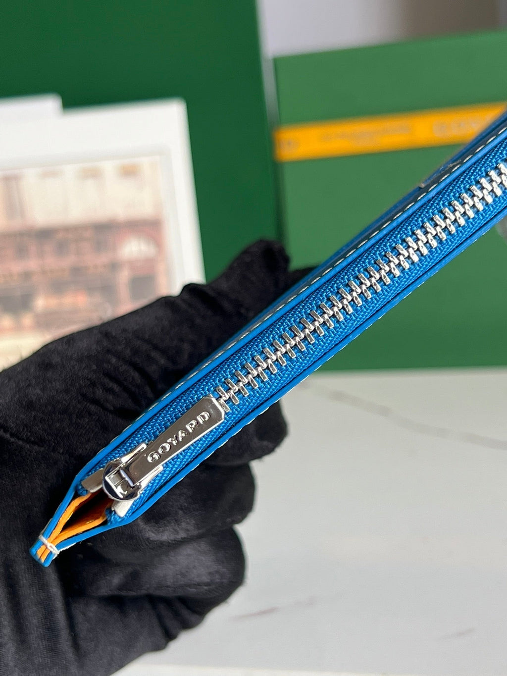 INSERT LOUISE 21 IN TORY BLUE GOYARDINE CANVAS