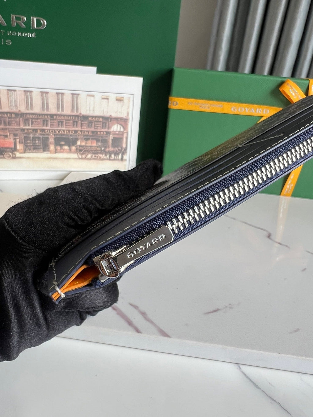 INSERT LOUISE 21 IN GUNPOWDER BLUE GOYARDINE CANVAS