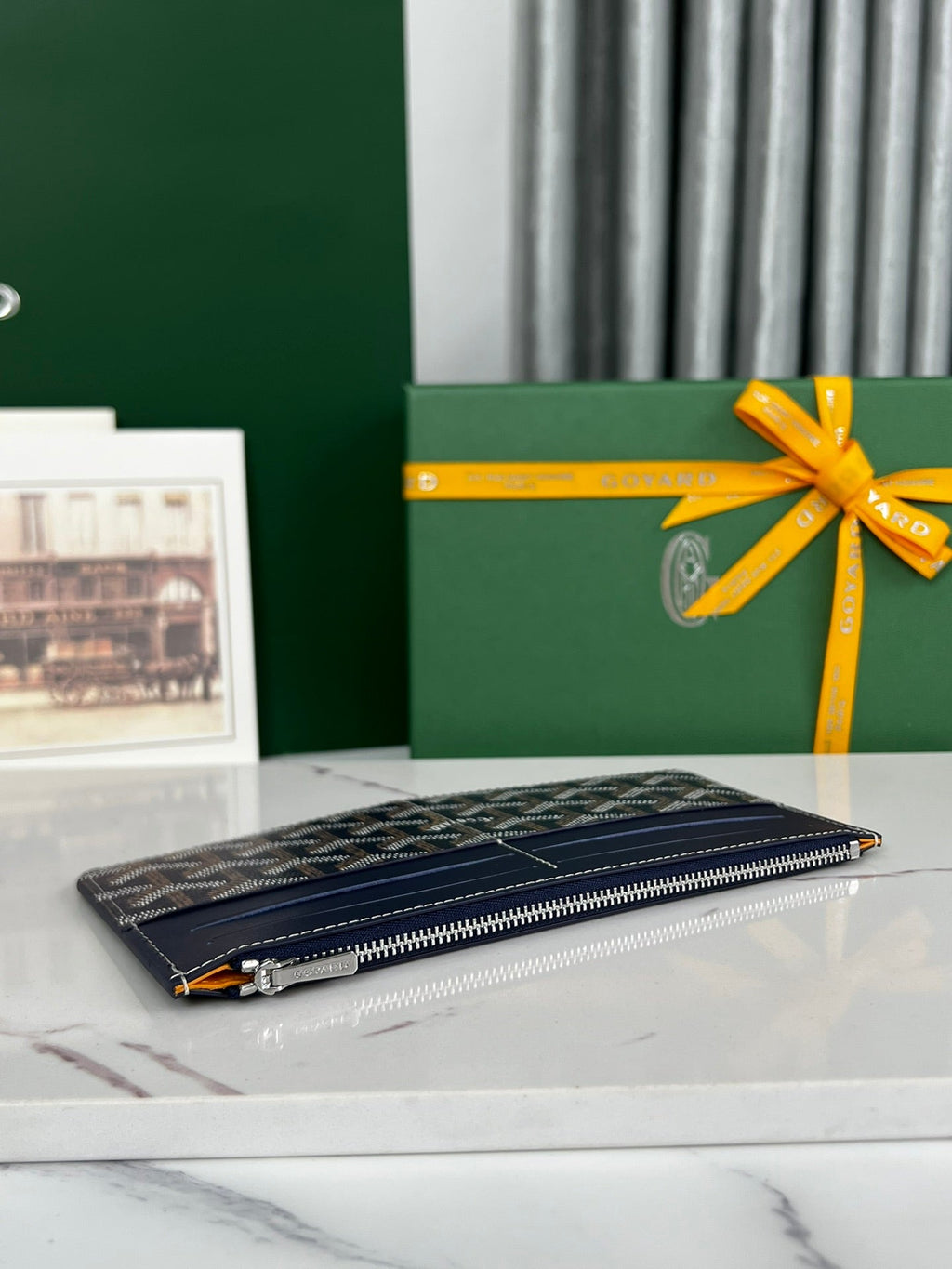 INSERT LOUISE 21 IN GUNPOWDER BLUE GOYARDINE CANVAS