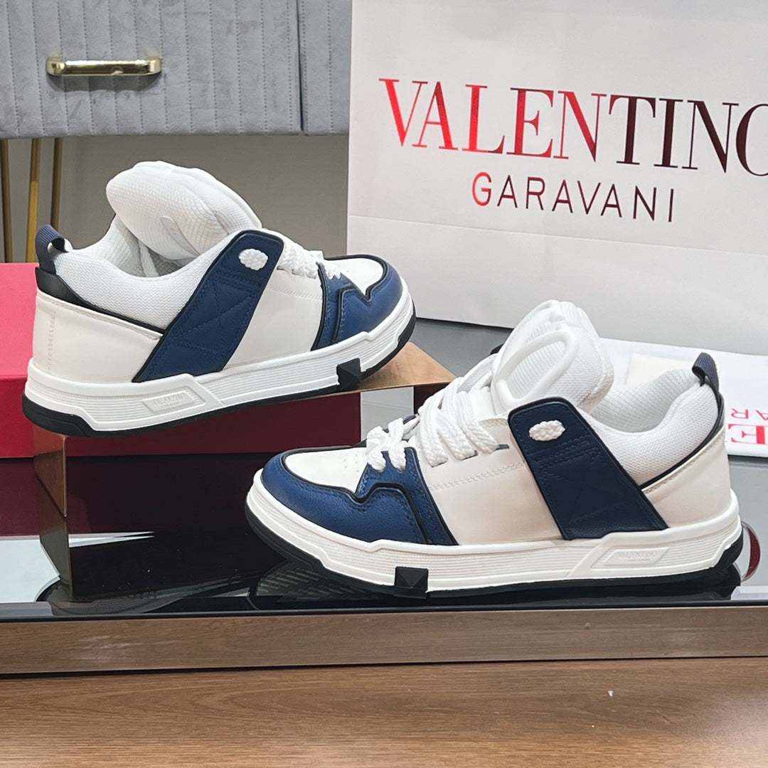 OPEN SKATE SNEAKER IN WHITE MIX NAVY BLUE CALFSKIN