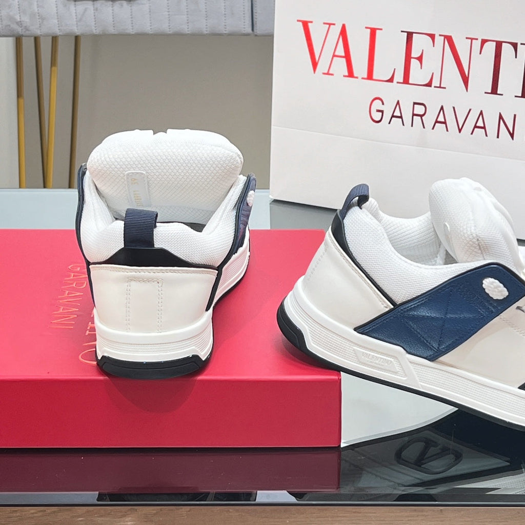 OPEN SKATE SNEAKER IN WHITE MIX NAVY BLUE CALFSKIN