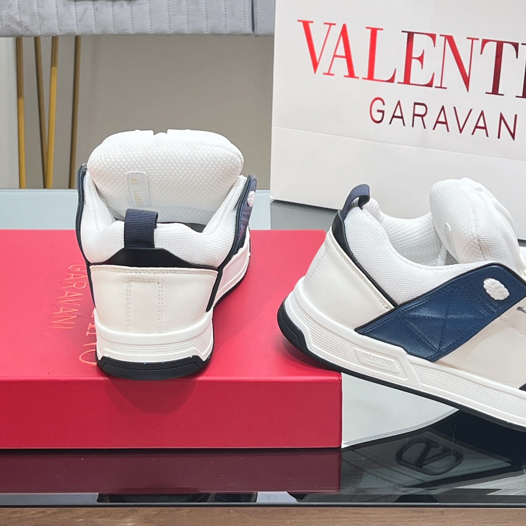 OPEN SKATE SNEAKER IN WHITE MIX NAVY BLUE CALFSKIN