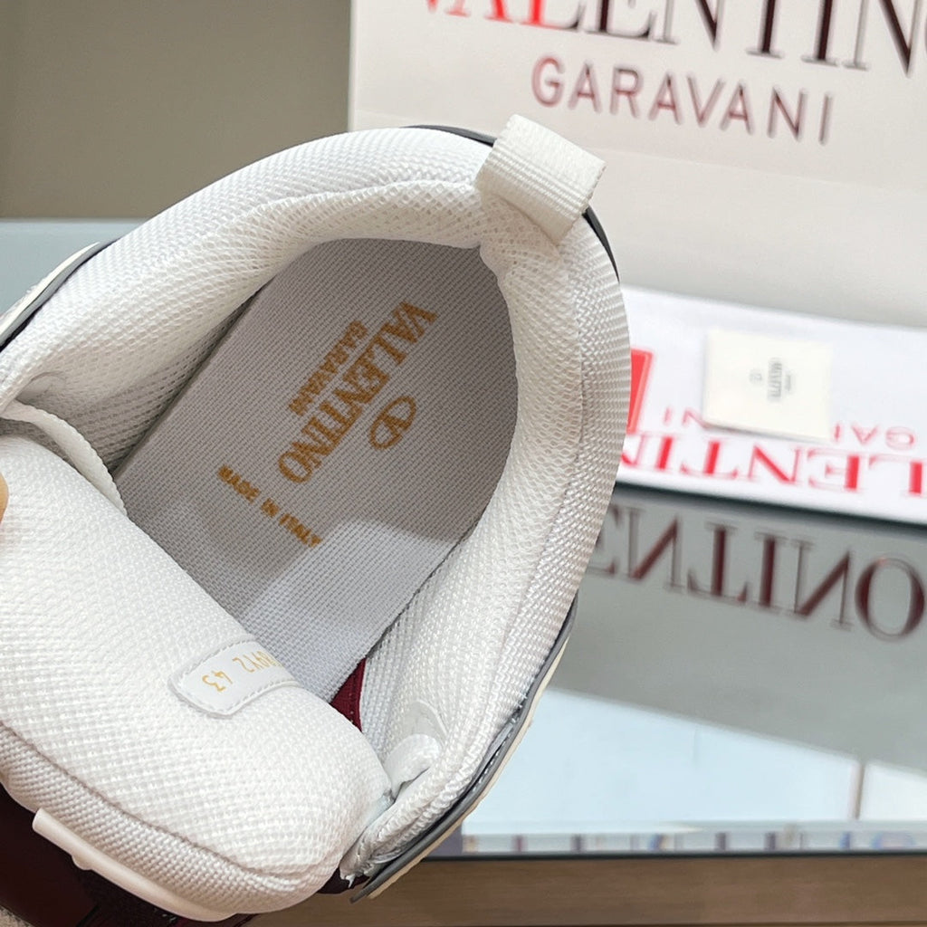 VALENTINO 25S GARAVANI OPEN SKATE SNEAKERS IN WHITE MIX BROWN LAMBSKIN STYLE 15