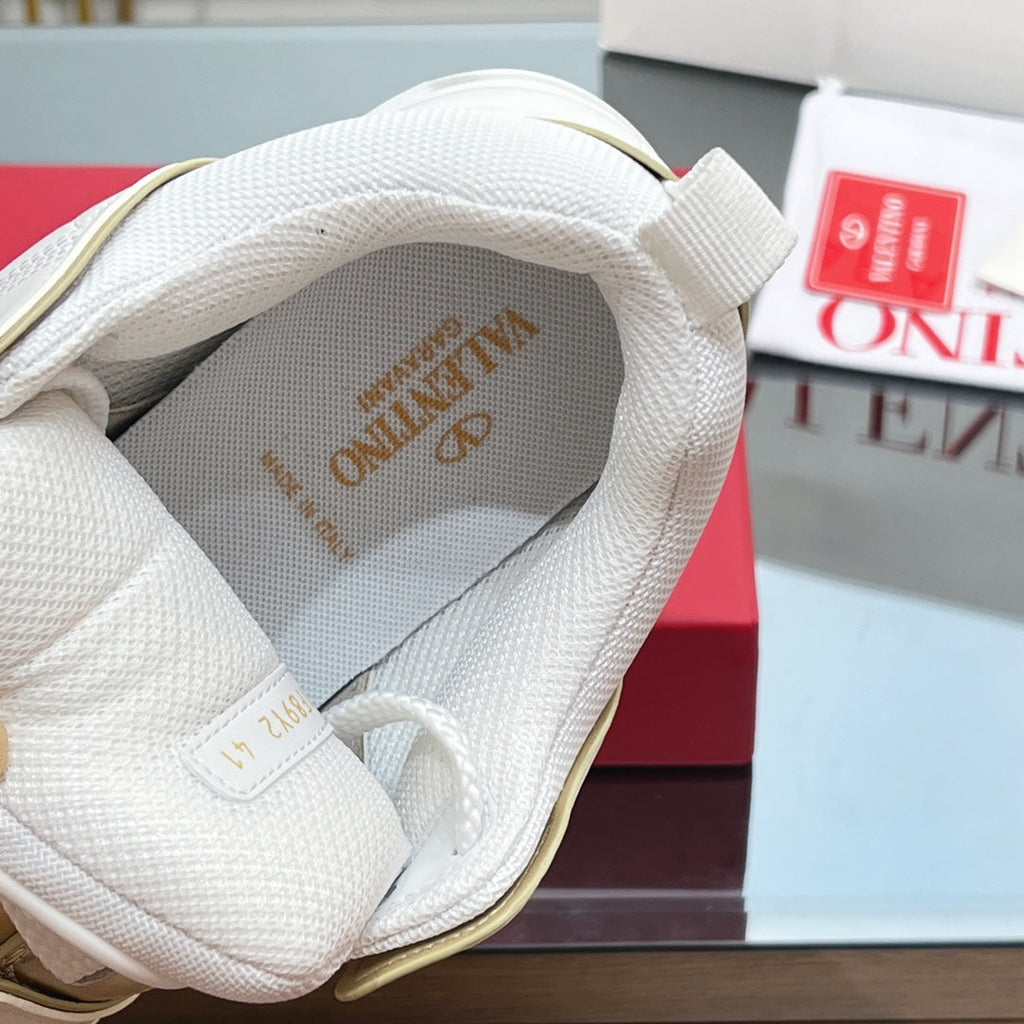 VALENTINO 25S GARAVANI OPEN SKATE SNEAKERS IN WHITE MIX GOLD LAMBSKIN STYLE 14