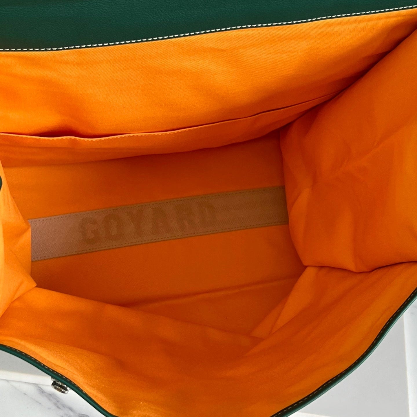 SAINT LÉGER BACKPACK 35 IN GREEN GOYARDINE CANVAS AND CALFSKIN WITH CARTOON PATCH