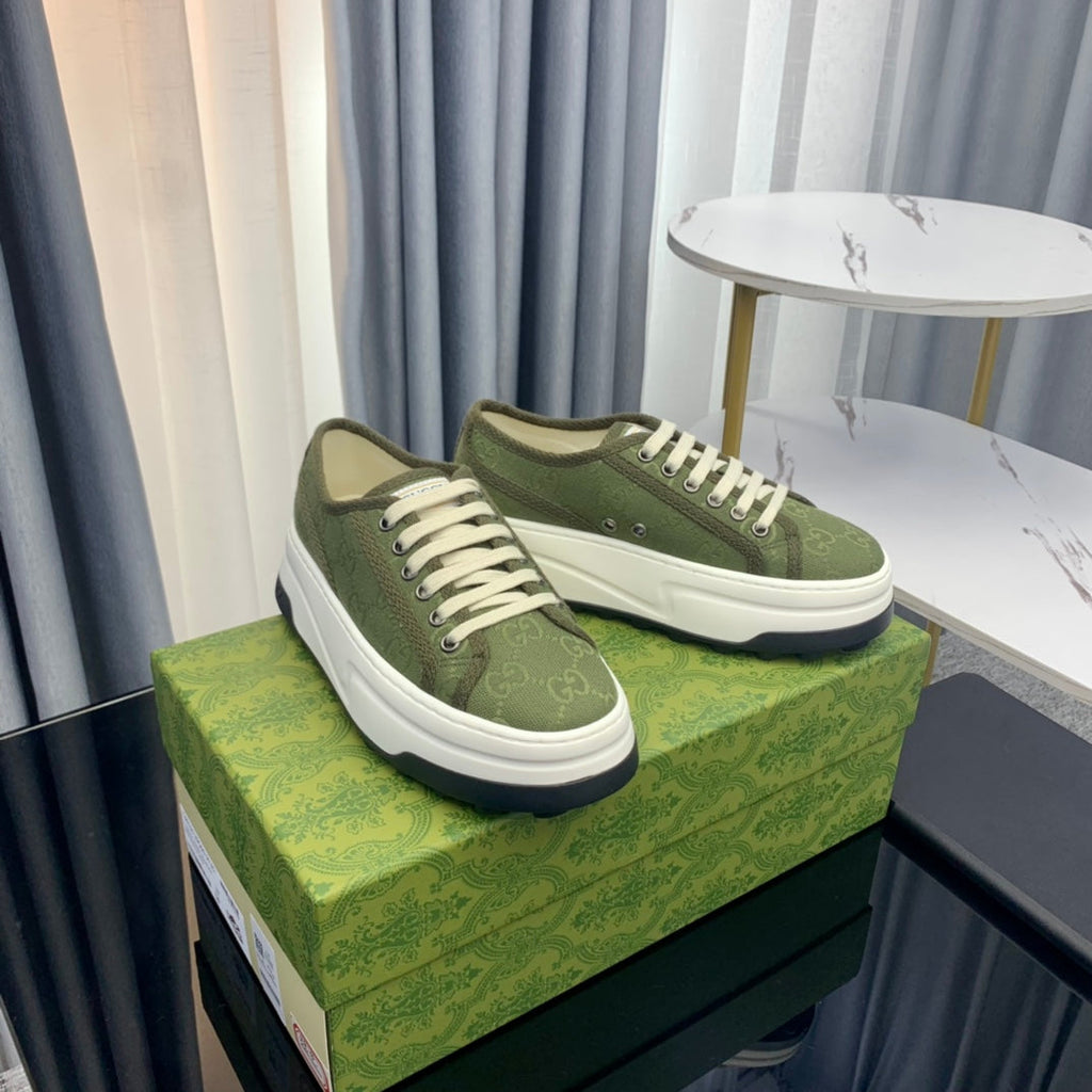 GG SNEAKER FLATFORM OLIVE GREEN CANVAS