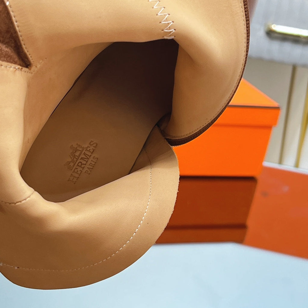 HM 25S SAINT GERMAIN ANKLE BOOTS 90 MM IN BROWN LAMBSKIN WITH SILVER HARDWARE