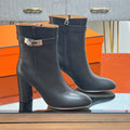 HM 25S SAINT GERMAIN ANKLE BOOTS 90 MM IN BLACK LAMBSKIN WITH SILVER HARDWARE