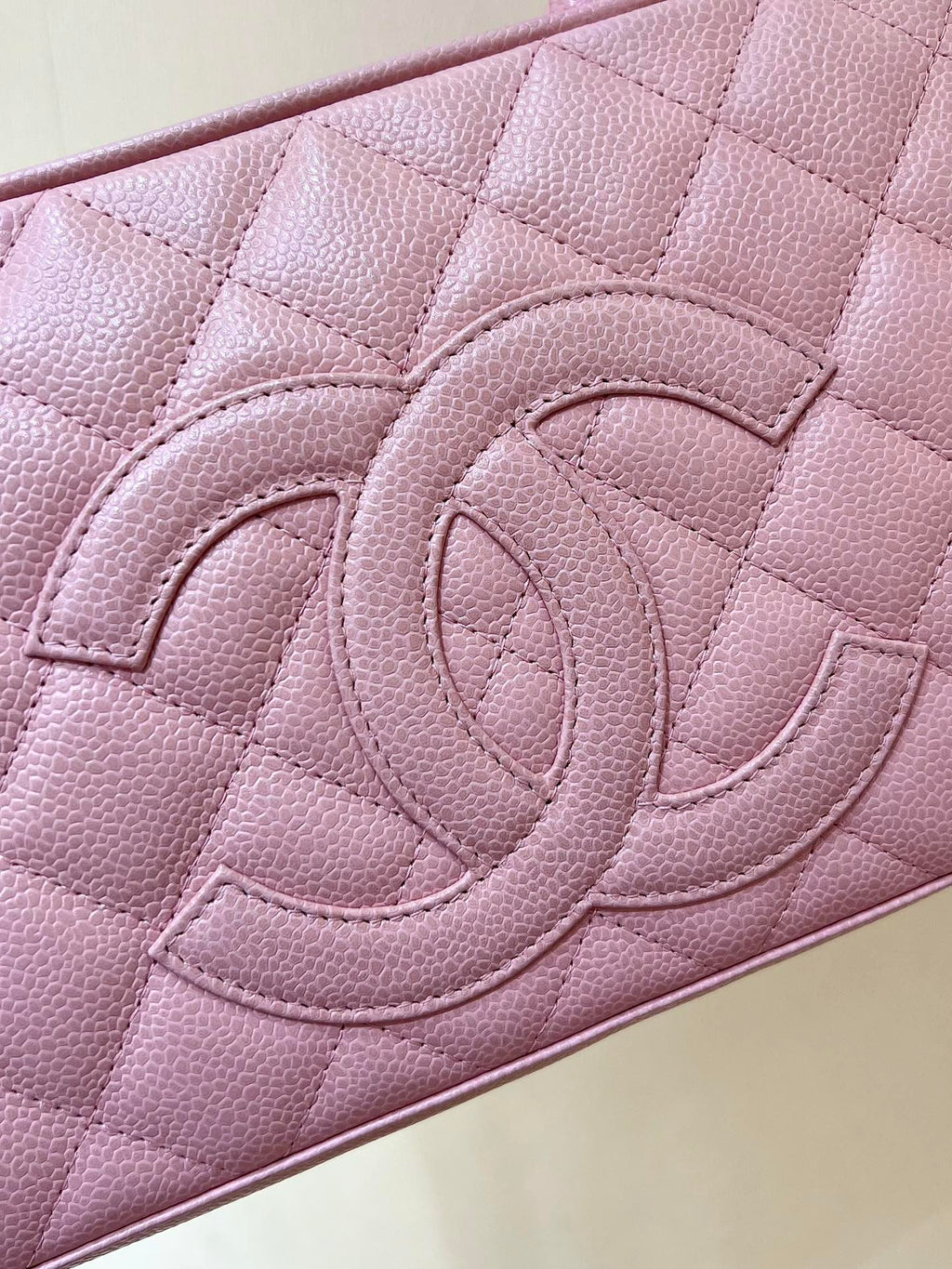 25S CHANEL QUILTED CAVIAR BOWLING BAG 27 IN PINK CALFSKIN