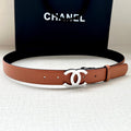 CC 30MM BELT IN BRONZE BROWN AND BLACK CALFSKIN WITH SILVER HARDWARE