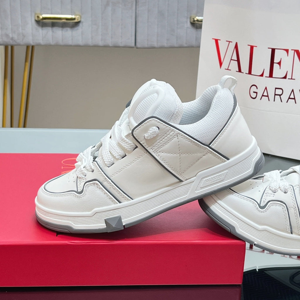 VALENTINO 25S GARAVANI OPEN SKATE SNEAKERS IN WHITE LAMBSKIN