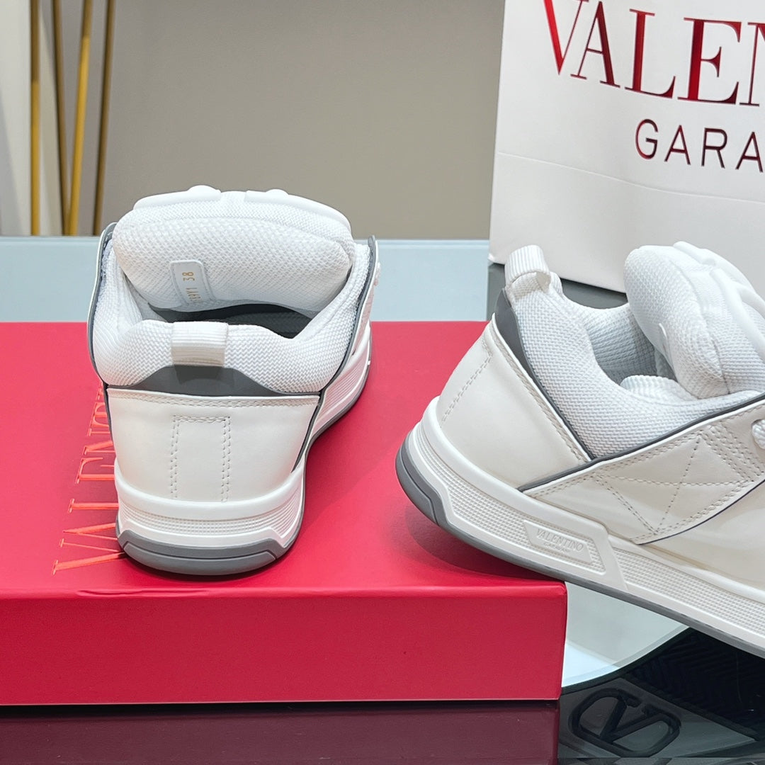 VALENTINO 25S GARAVANI OPEN SKATE SNEAKERS IN WHITE LAMBSKIN