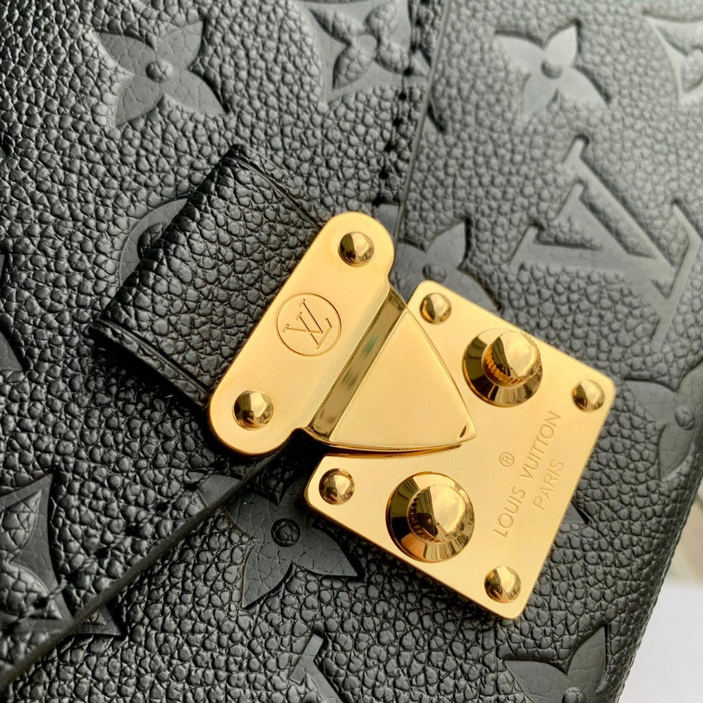 POCHETTE MÉTIS EAST WEST 21 IN GUN METAL EMBOSSED CALFSKIN GOLD HARDWARE