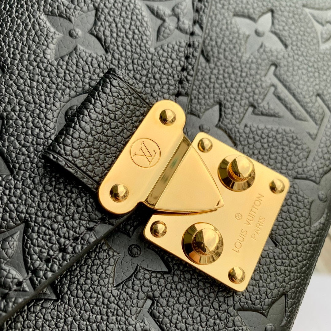 POCHETTE MÉTIS EAST WEST 21 IN GUN METAL EMBOSSED CALFSKIN GOLD HARDWARE