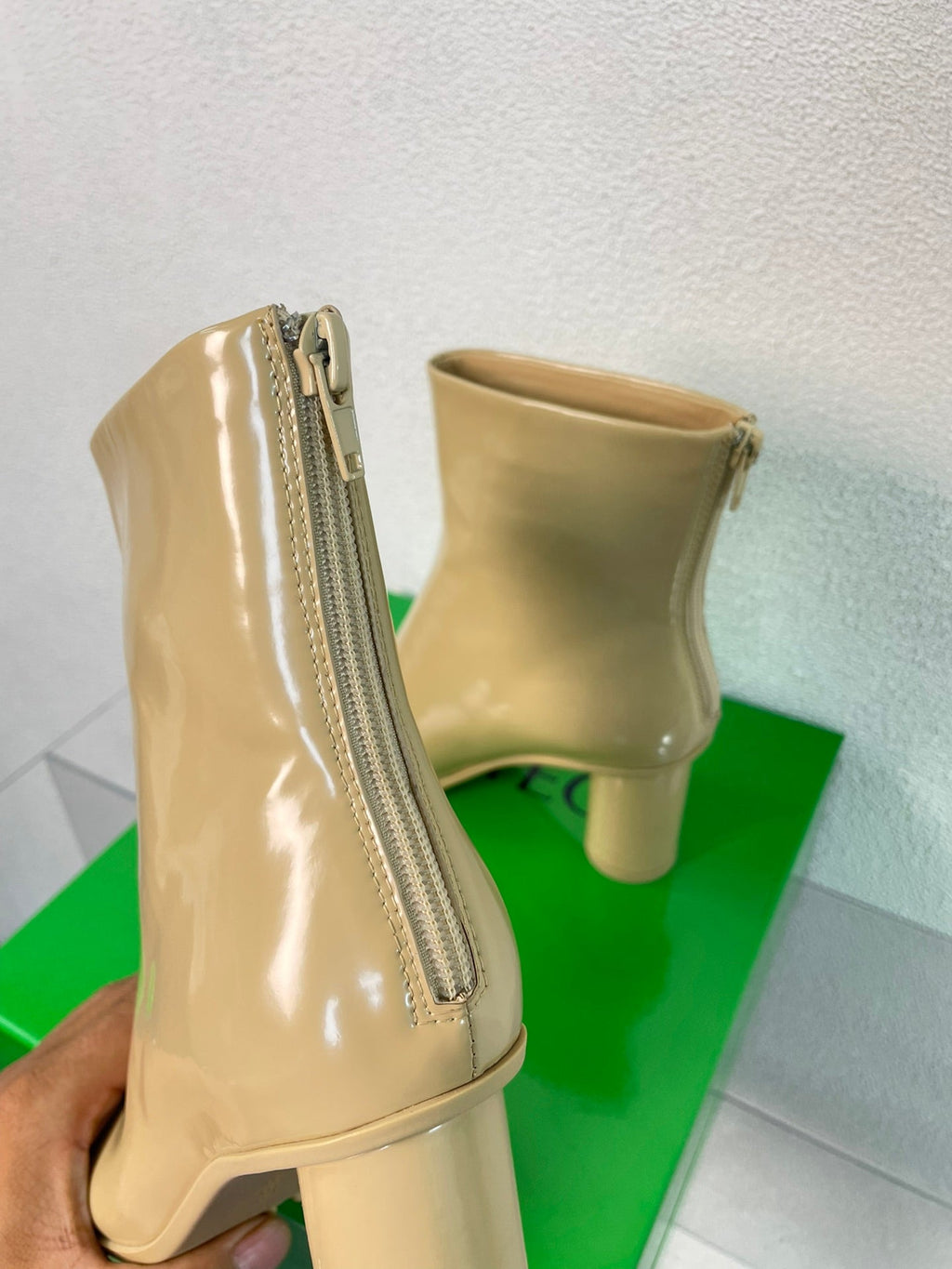 ATOMIC ANKLE BOOT IN KHAKI TAN CALFSKIN 75 MM