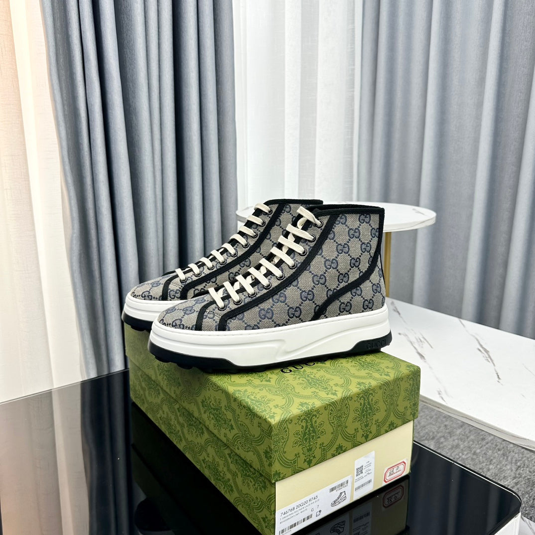 GG HIGH TOP SNEAKER FLATFORM LEAD CANVAS