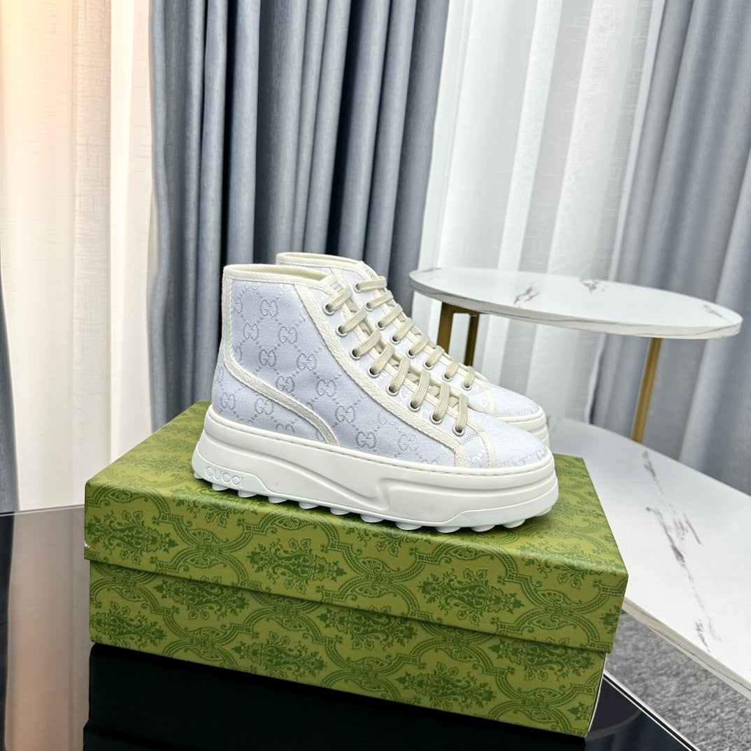 GG HIGH TOP SNEAKER FLATFORM PASTEL BLUE CANVAS