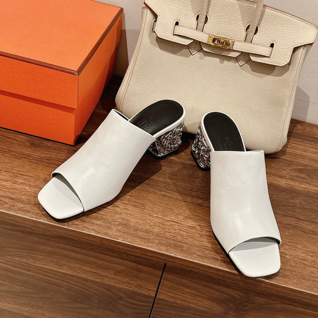 GLAM MULE 60 WHITE LAMBSKIN