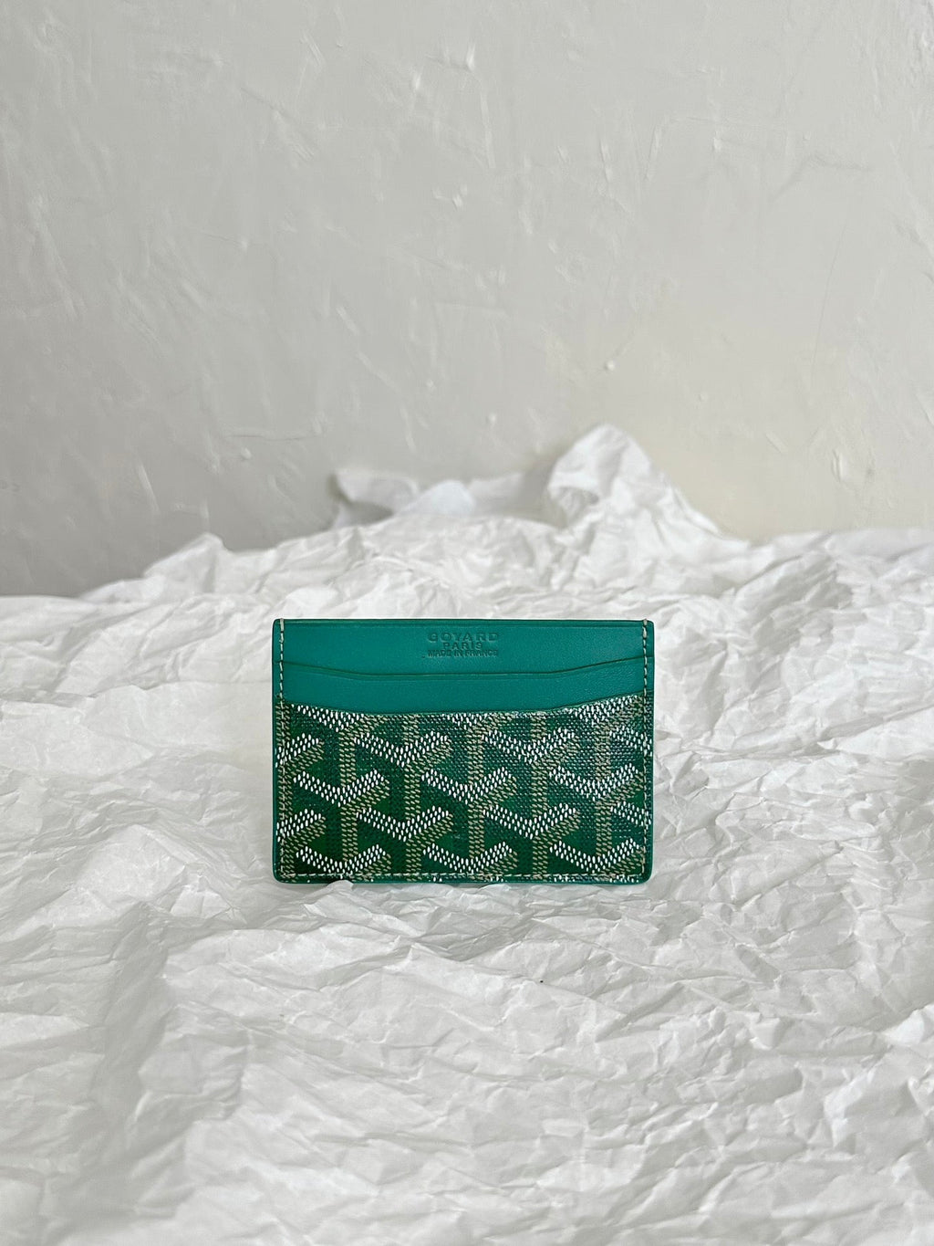 SAINT-SULPICE CARD WALLET 10 IN GREEN GOYARDINE CANVAS AND CALFSKIN