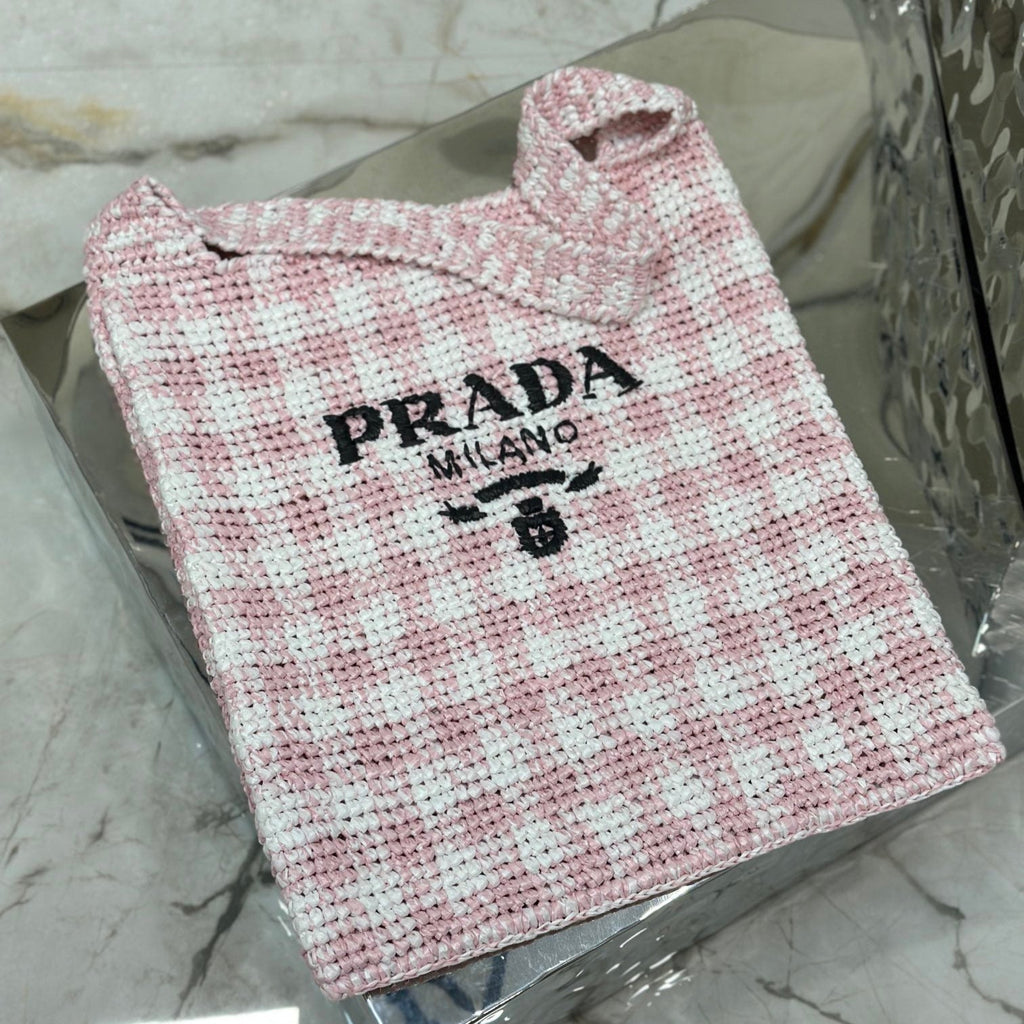 LARGE TOTE BAG 45 IN PINK MIX WHITE AND BLACK WOVEN RAFFIA