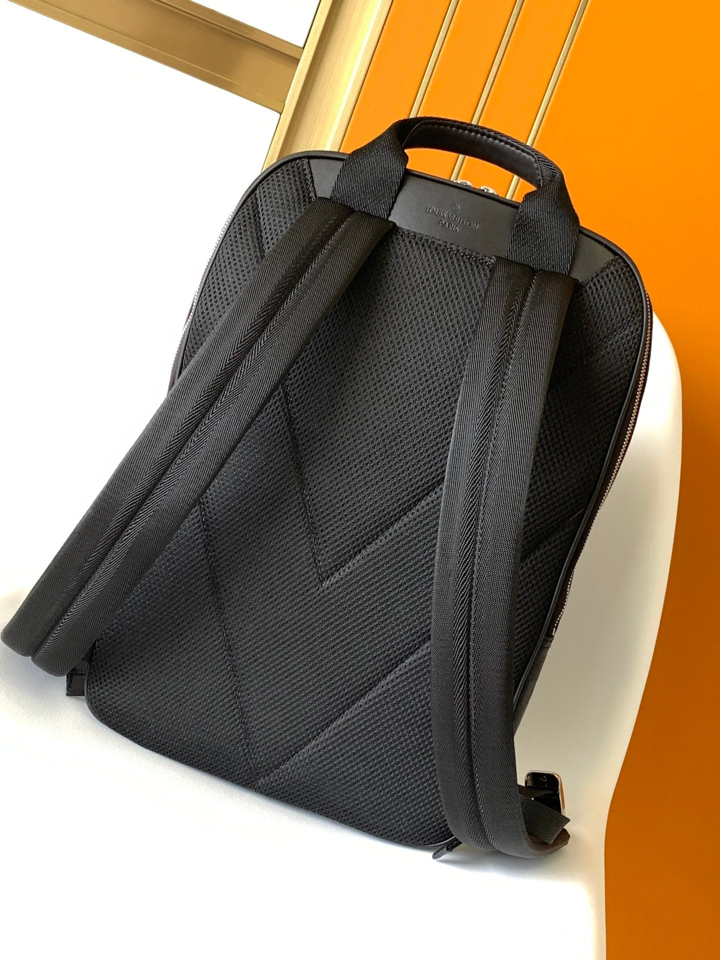 LV 25S MICHAEL BACKPACK 42 IN EMBOSSED DAMIER INFINI BLACK CALFSKIN