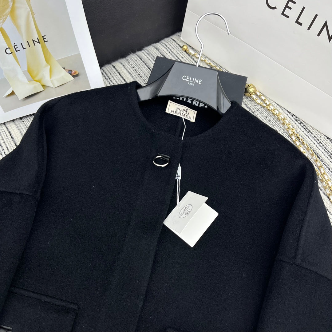 HERMES 25S SHORT REVERSIBLE CASHMERE COAT 254