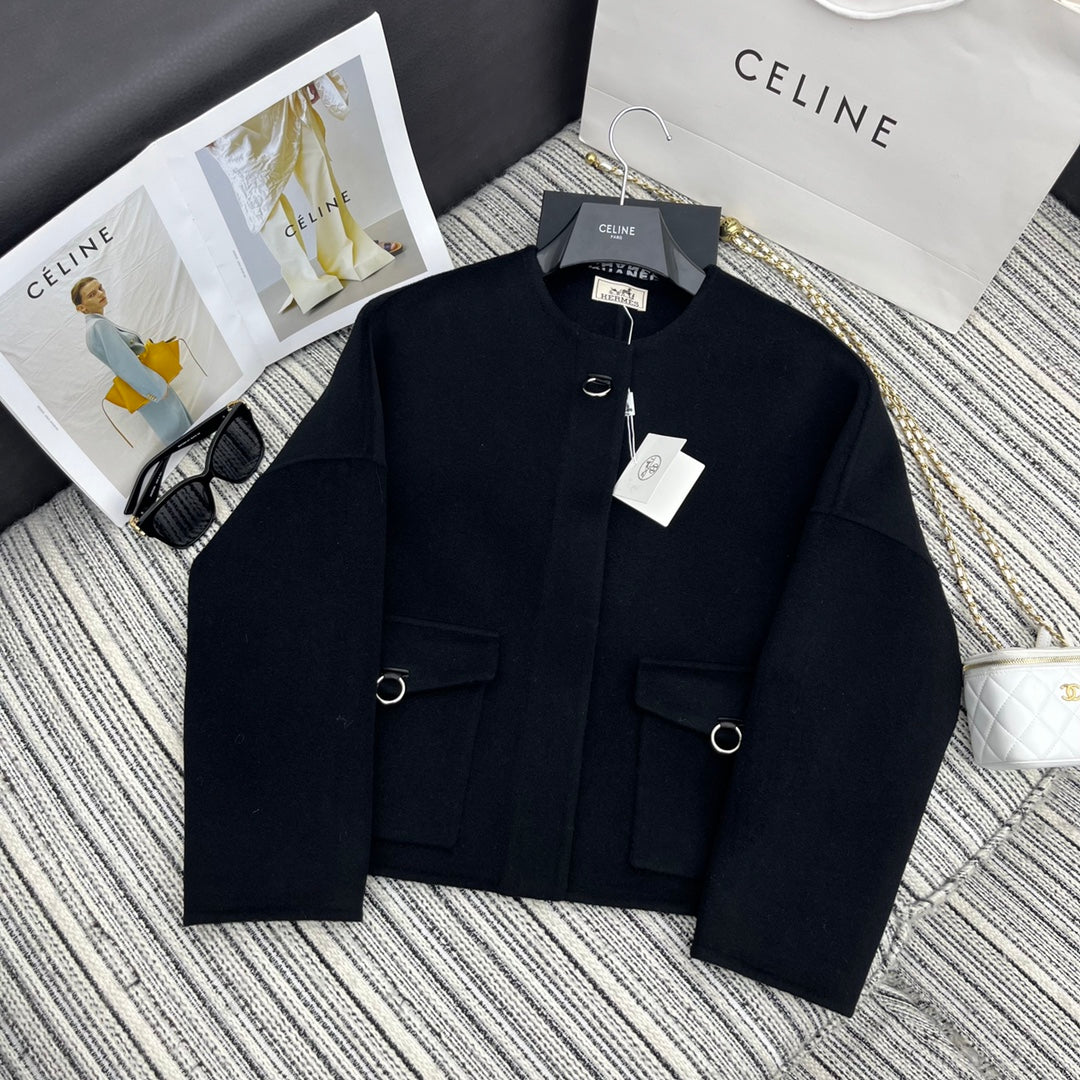 HERMES 25S SHORT REVERSIBLE CASHMERE COAT 254